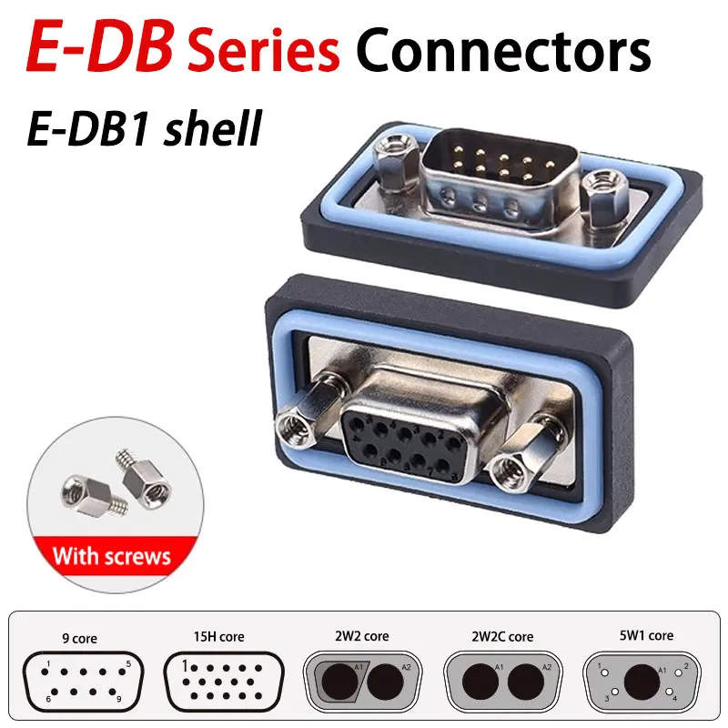 

D-SUB Series Waterpro Connector DB9 15H 2W2 5W1 Male/Female RS232/485 Straight/Bend Pin Solder Plate Socket Connector Waterproof