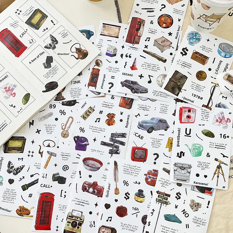 Journamm 20 Pages Ins Style Stickers Book DIY Scrapbooking Supplies Collage Junk Journal Cute Materials Decor Sticker Stationery