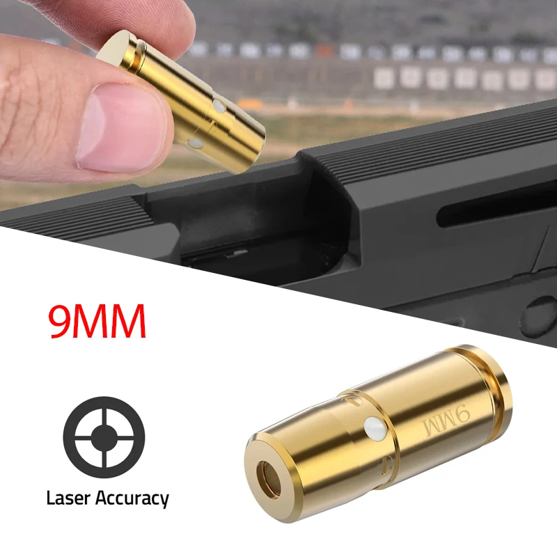 9x19mm 9mm Laser Training Bullet Bore Sight 2 in 1 Dual Purpose Pointer for Dry Fire Snap Caps for 9x18mm .223 223rem Caliber