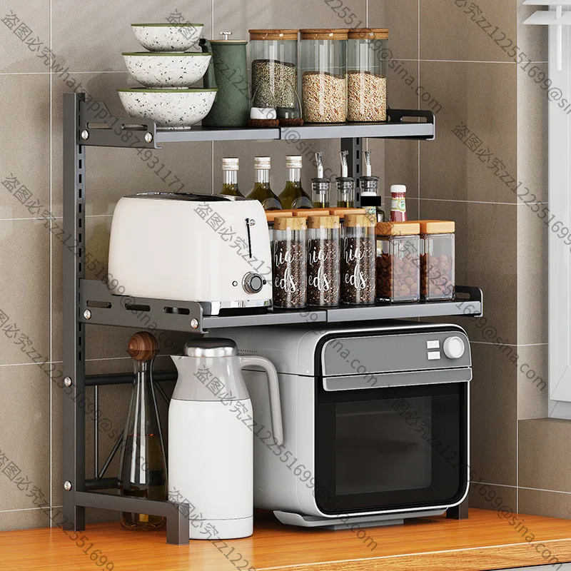 Suitable for Microwave Oven Rack, Rice Cooker Rack, Retractable and Adjustable Oven Rack, Kitchen Countertop Storage Rack