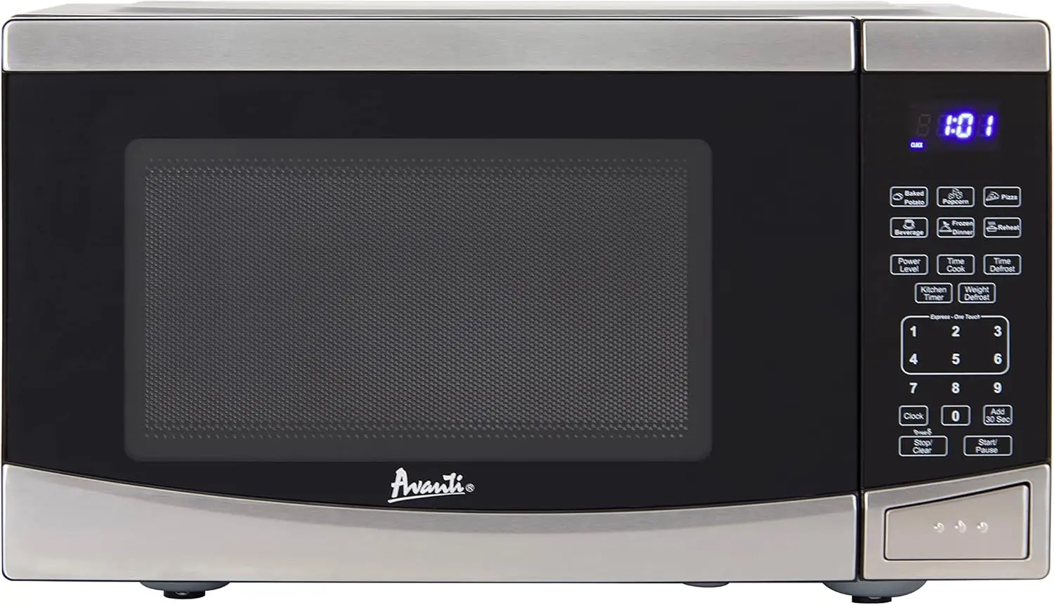 Microwave Oven 900-Watts Compact with 10 Power Levels and 6 Pre Cooking Settings, Speed Defrost, Electronic Control Panel