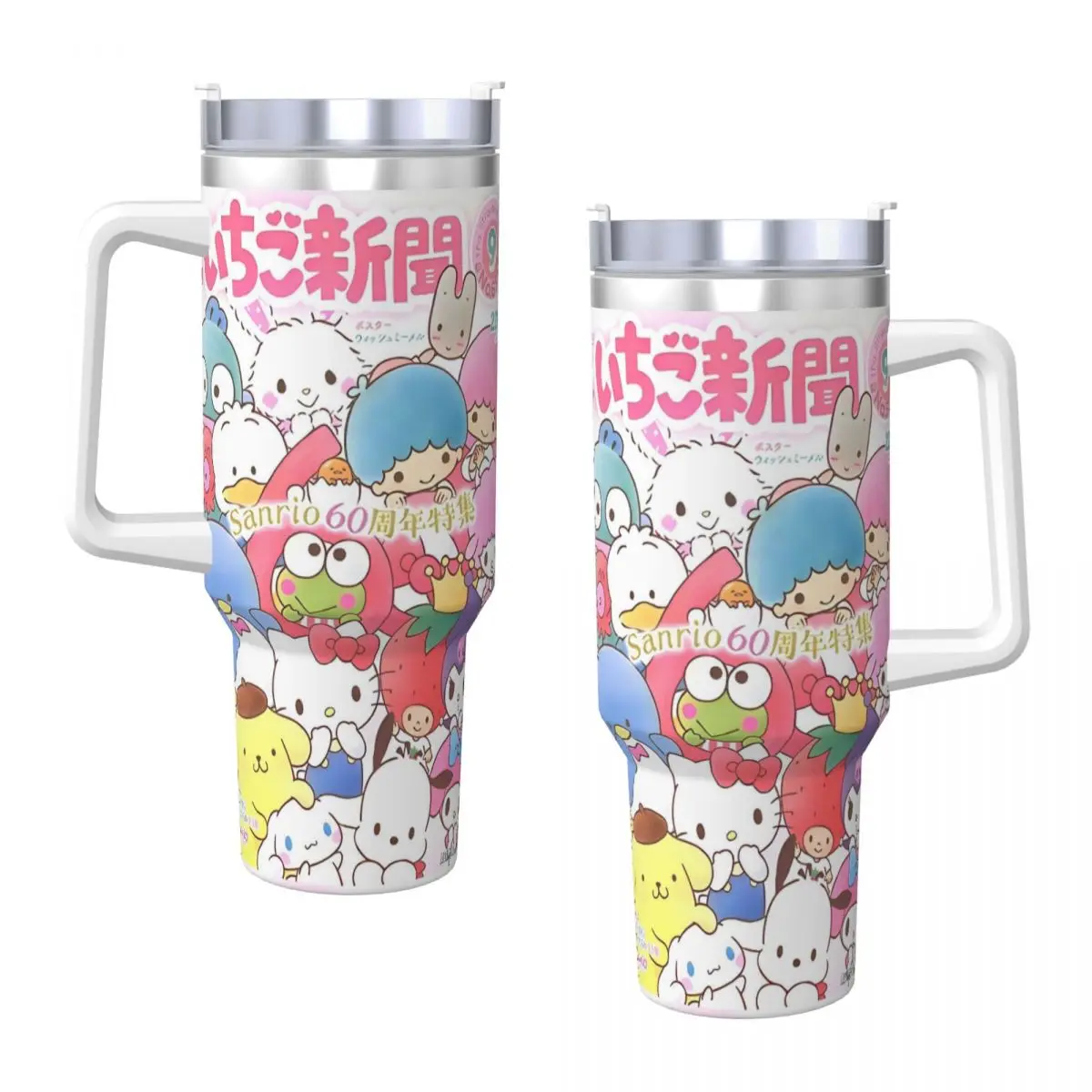 Stainless Steel Tumbler Sanrio Strawberry News Hellokitty Cinnamoroll Mugs Cup With Straws Travel Hot Drinks Water Bottle