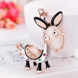 Enamel Donkey HandBag Pendant Crystal Keyrings Keychains For Car Purse Bag Buckle Party Gift Key chains Holder