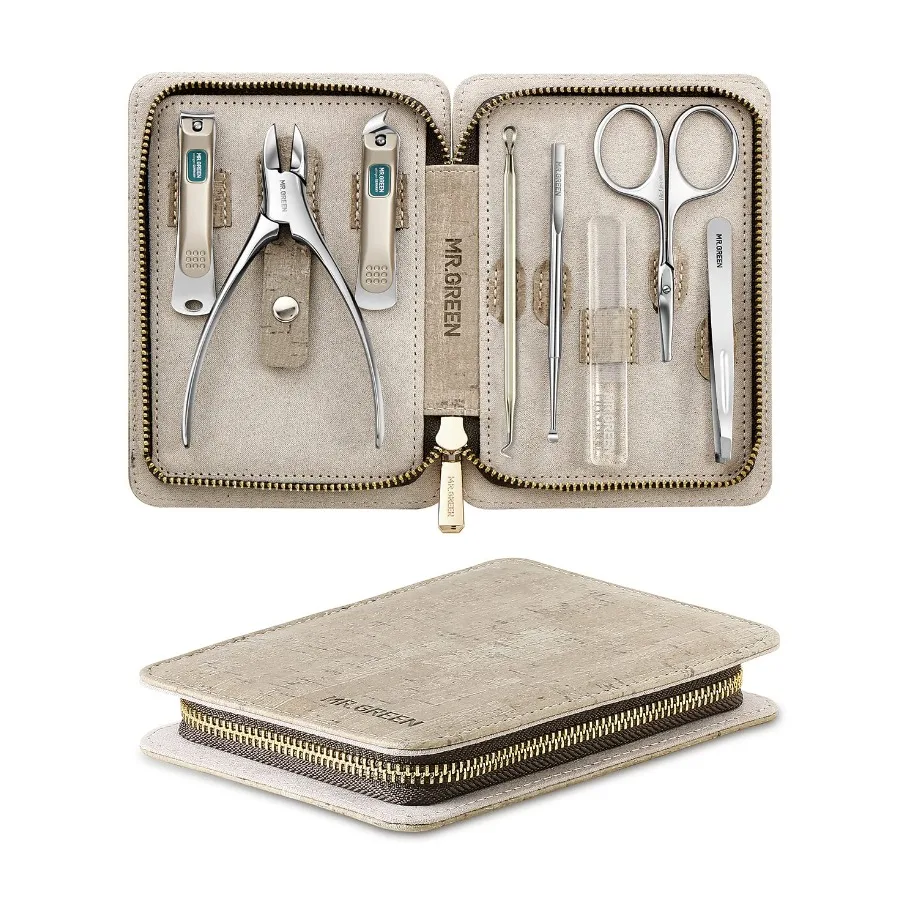 

Manicure Set 8 in 1 Professional Pedicure Kit Stainless Steel Nail Care Tools Portable Travel Grooming Kit with Leather Case Br