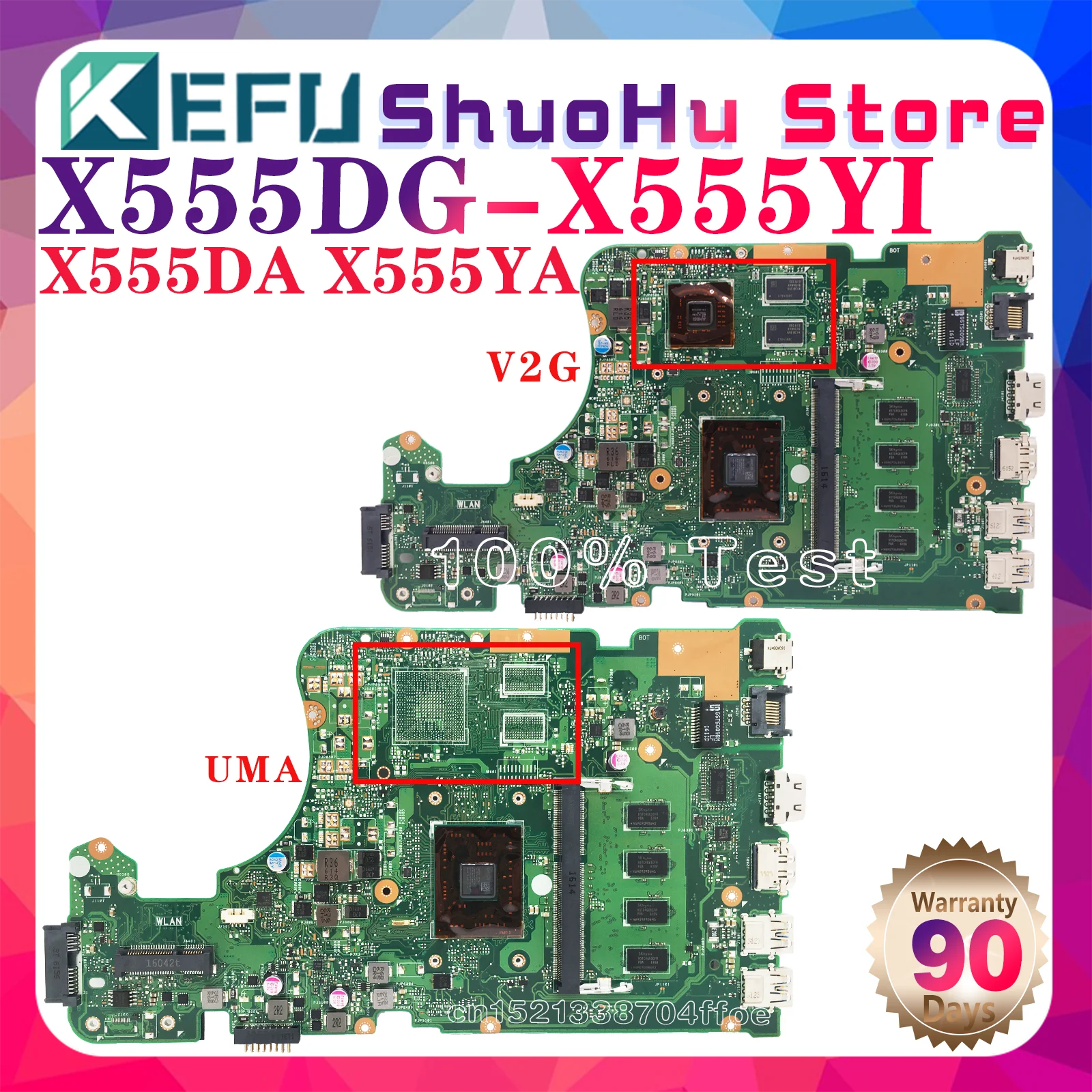 Placa base X555DA X555DG para portátil ASUS X555Y X555YI X555D K555D X555YA con A6-7310P A8-7410P FX-8800P 4GB 100% probada