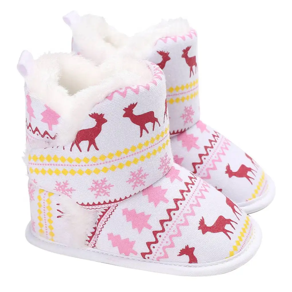 

Infant Baby Girls Boys Warm Boots First Walkers Shoes Toddler Pom Pom Ball Winter Flower Boots Shoes