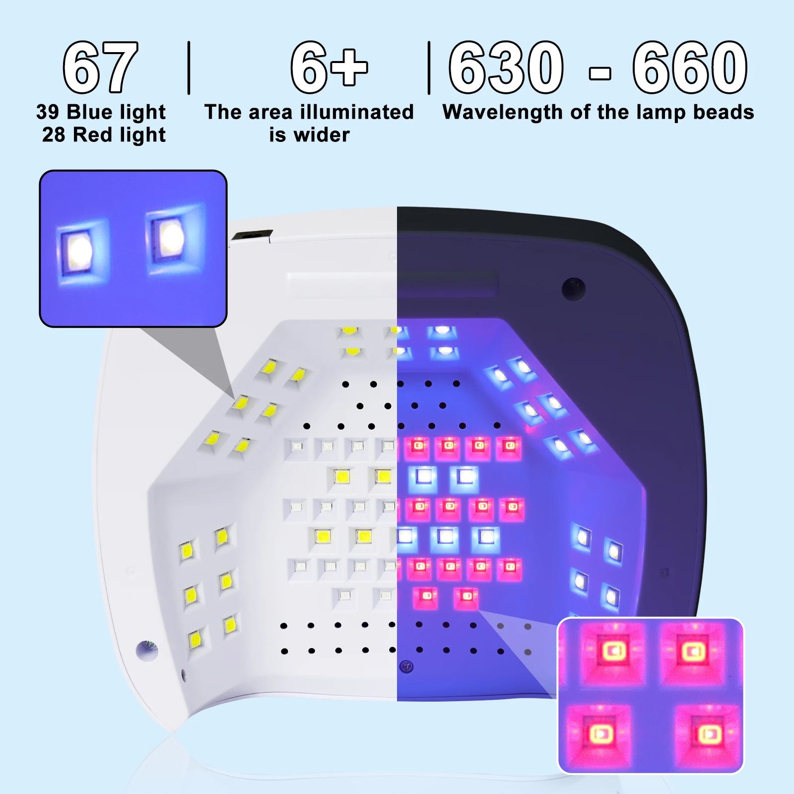 67 LED مسمار مصباح الأشعة فوق البنفسجية LED هلام مسمار البولندية مجفف الأظافر مع 4 الموقتات الاستشعار التلقائي المهنية هلام علاج مسمار مصباح #2