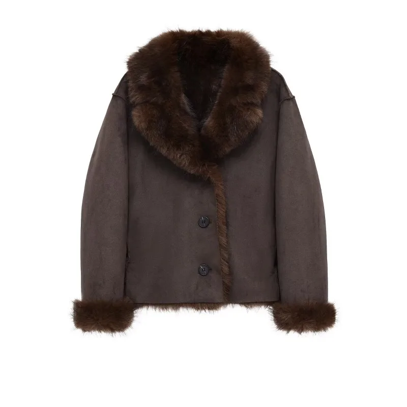 CharmChant レディース リバーシブル シアリングジャケット レザージャケット 冬 2025 フェイクファーコート 女性用 新作 コート 暖かいアウターウェア