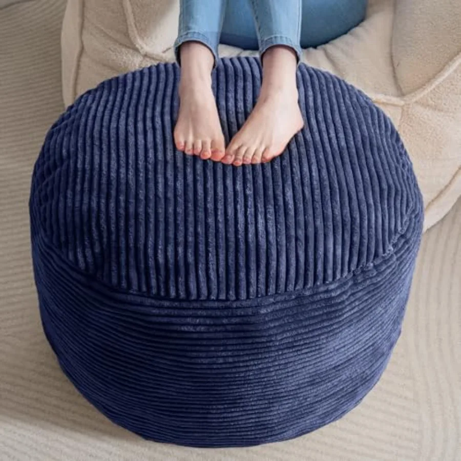 

Round Stuffed Pouf Ottoman Corduroy Poufs with Foam Chunk Filling Furry and Fluffy Pouf Feet Stool Storage Ottoman 26 X 18 Floo