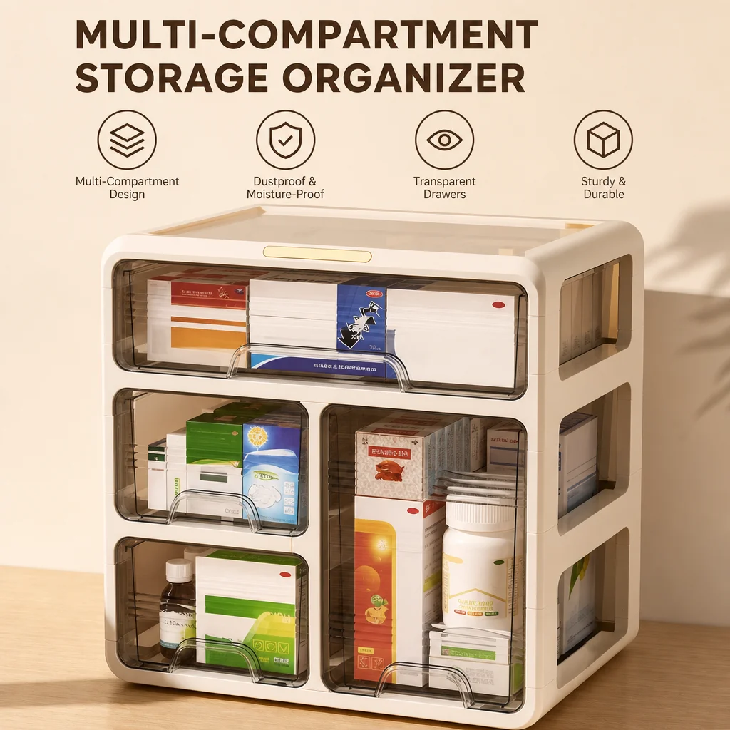 Large Capacity Drawer-Type Medicine Storage Box - Multi-Layer Home Medical Kit, Portable Drug Organizer