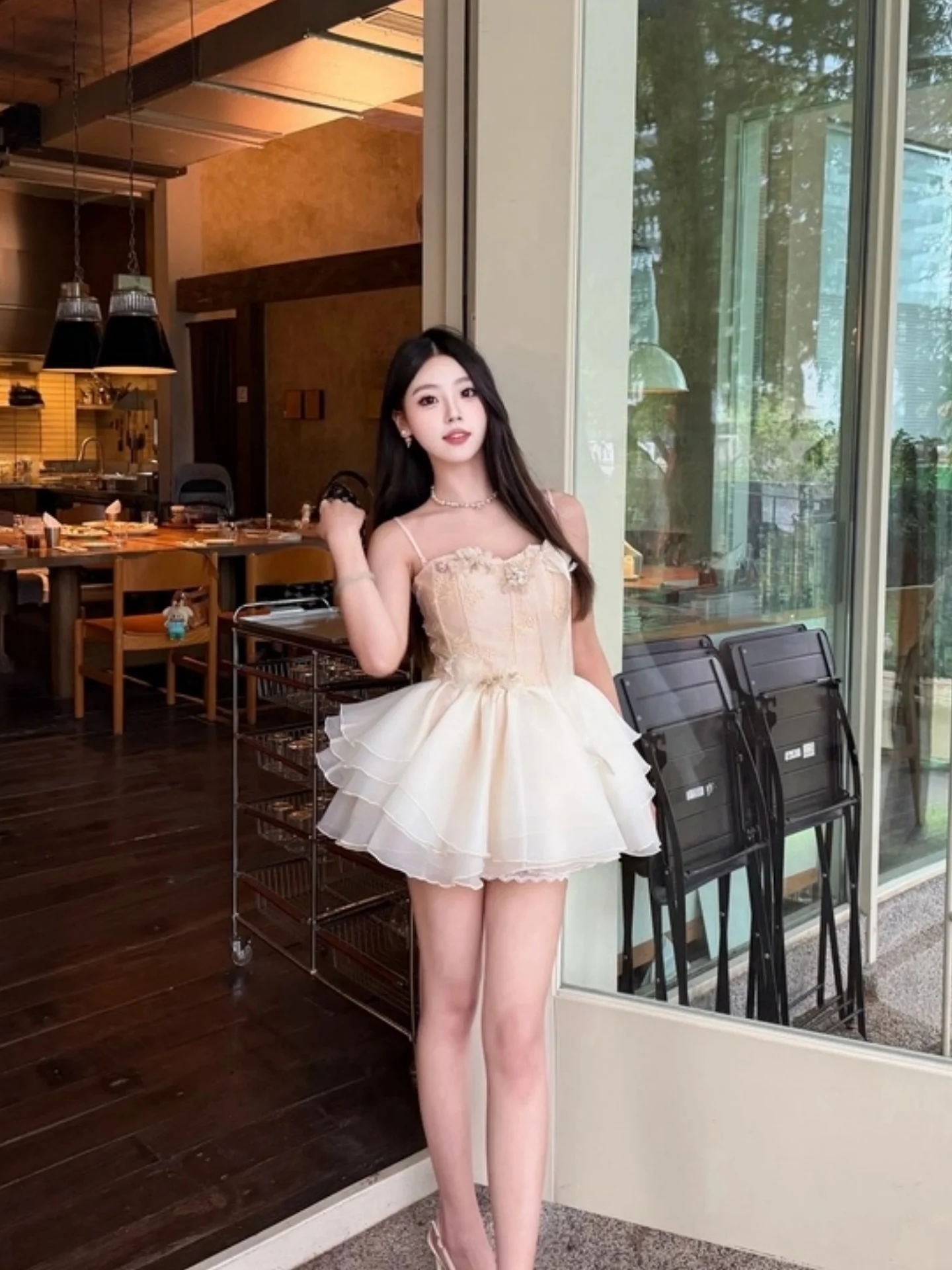 

Princess Style Birthday Dress Women's Strapless Ball Gown Heavy Embroidery Waist Cinched Flared Skirt Soft Polyester Fabric