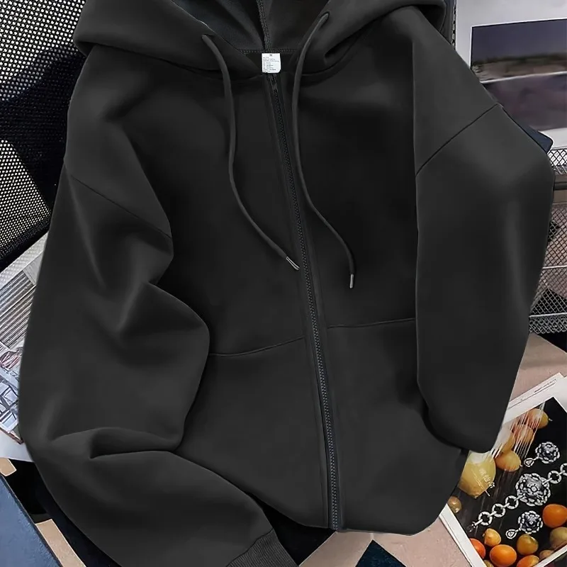 아메리칸 스트리트 헤비웨이트 여성용 지퍼 후디 가을 및 겨울 신상 캐주얼 패션 남녀 공용 스트리트웨어