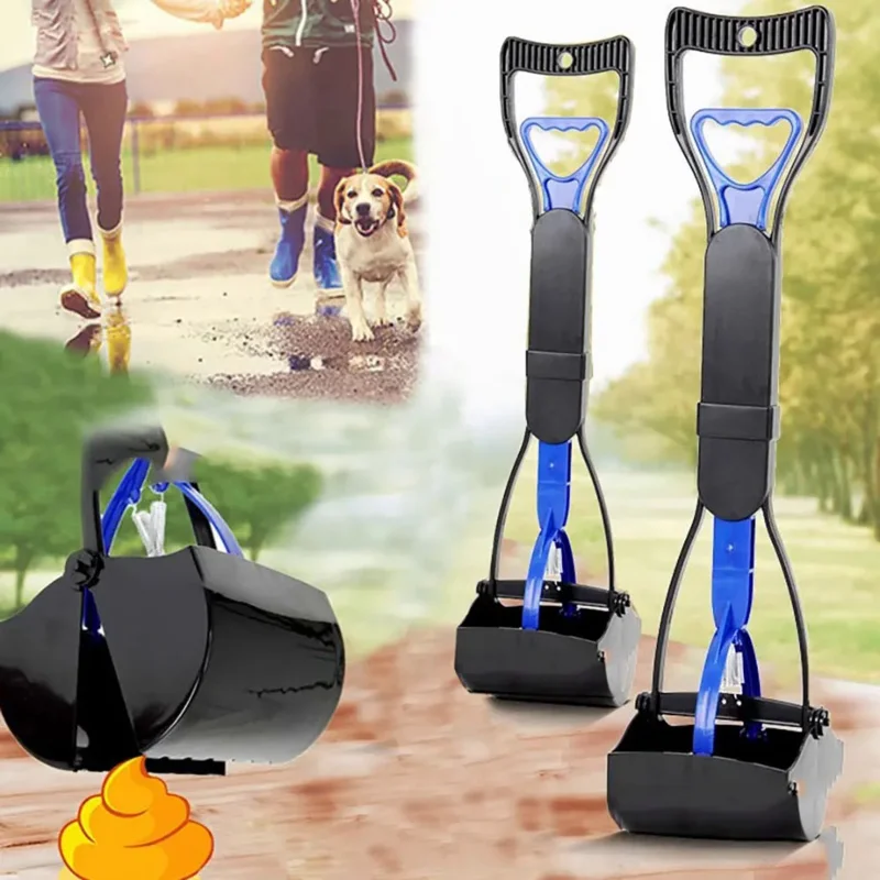 Dog Pooper Scooper Pet Long Handle Jaw Poop Scoop Picker Excrement Collector Clean Tools Outdoor Foldable Animal Feces Cleaner