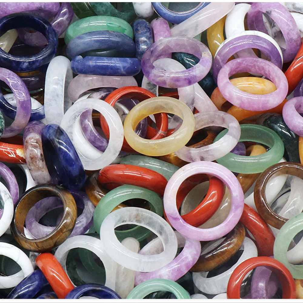 1pc 27mm Natural Stones Tiger Eye Sodalite Amethyst Ring For Jewelry Making Crafts Home Decoration