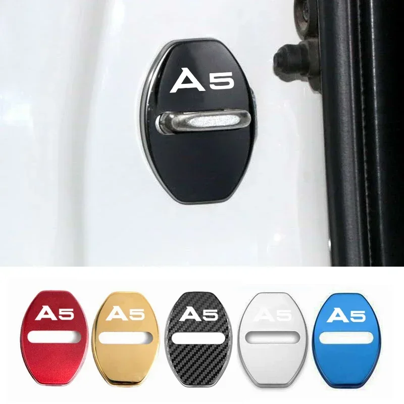 

4pcs Car Door Lock Caps Cover Protective Case for Audi A5 Logo A3 A4 A4L A6 A7 A8 Stainless Steel Scratch-resistant 3D Stickers