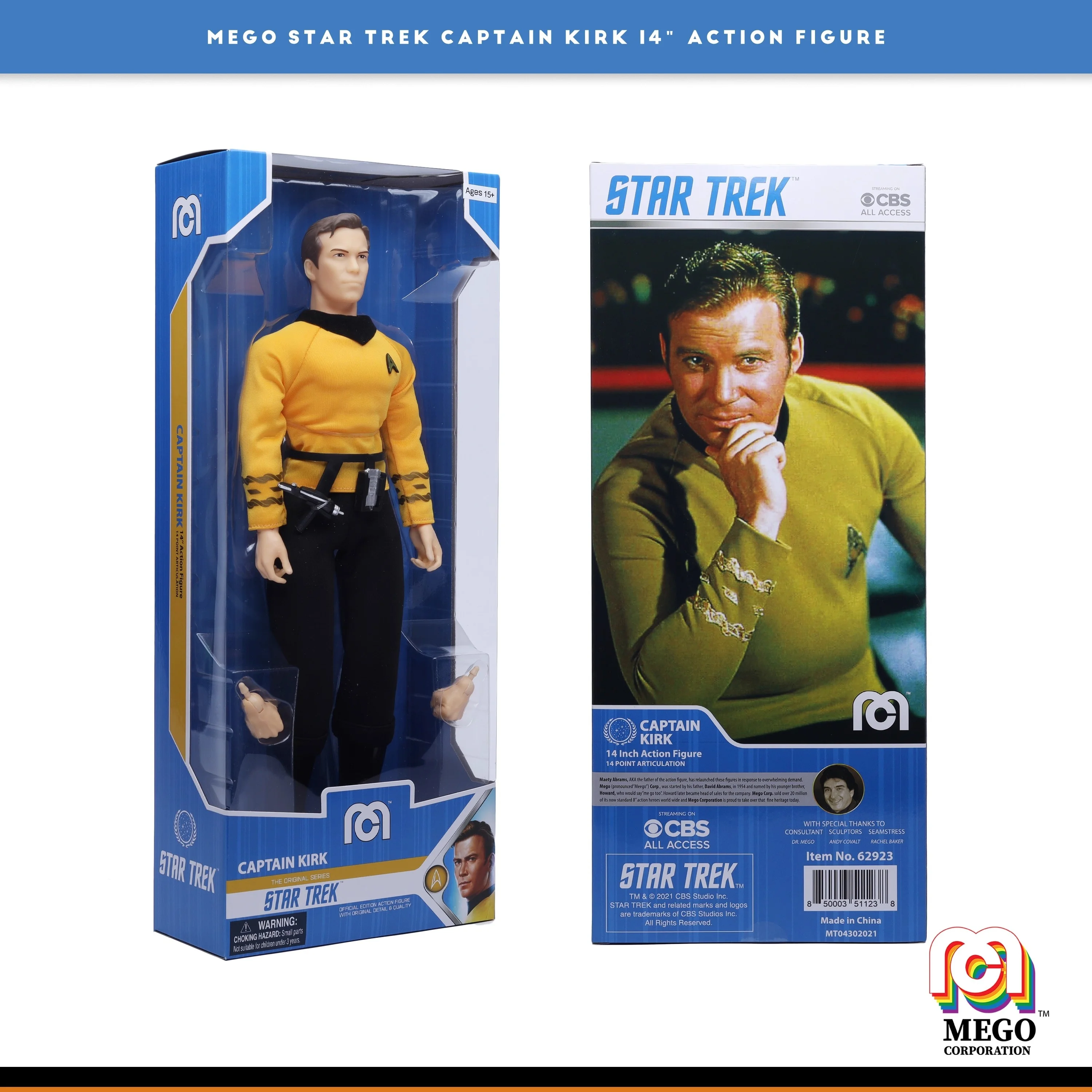 【متوفر】جسم كابتن كيرك مقاس 14 بوصة من ميجو من ستار تريك - مفصل للغاية وقابل للتجميع
