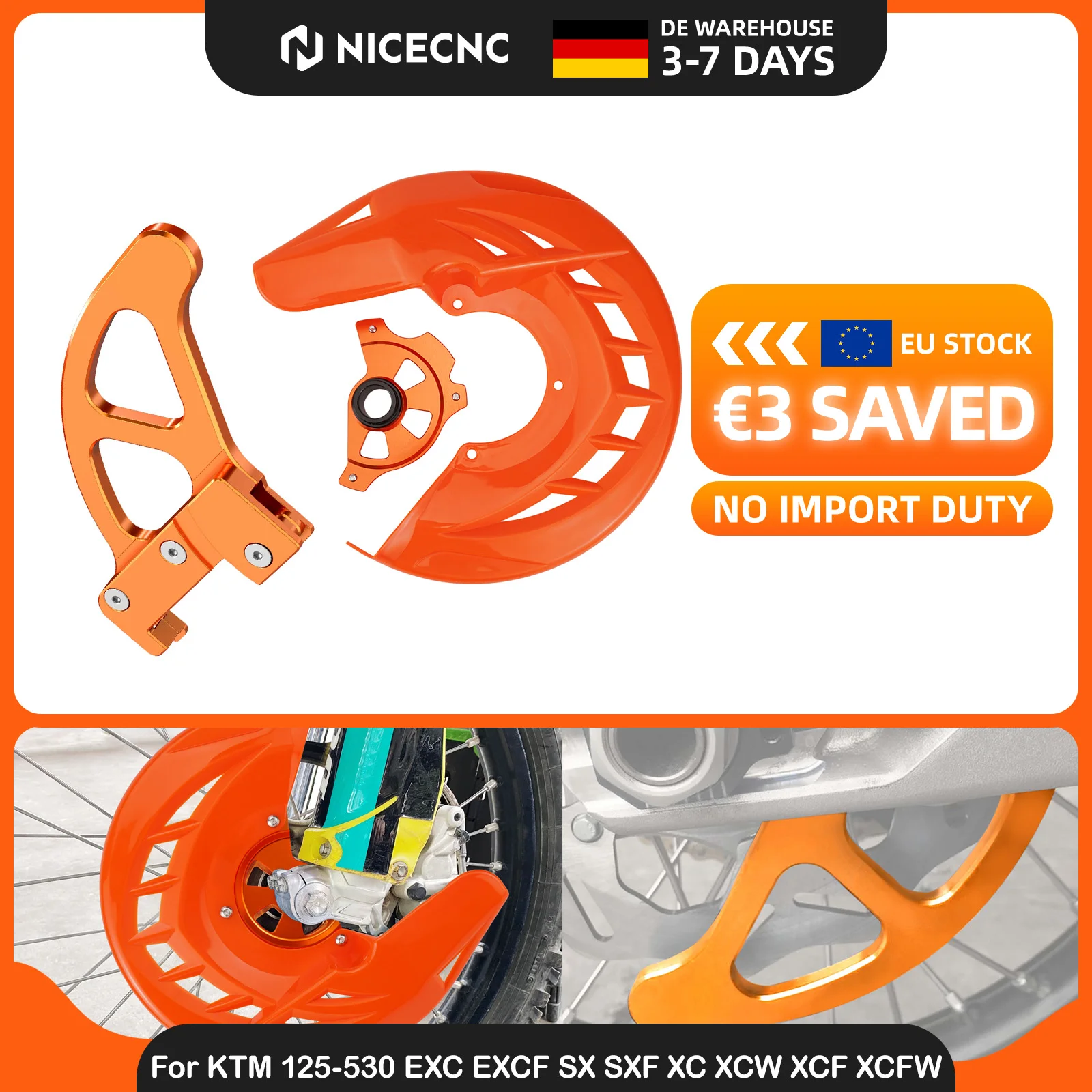 NICECNC Für KTM EXC 300 2016-2023 Vorderer und Hinterer Bremsscheibenschutz SX 125 SX 250 EXC-F 350 SXF 450 XC XCF XCW 500 XCF-W TPi Six Days Für Husqvarna TE 300 TE 250 2017-2025