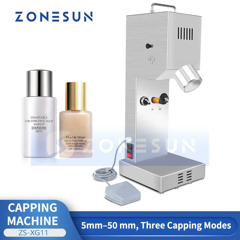 ZONESUN ZS-XG11 Compact Nail Polish Bottle Capping Machine Beauty Product Sealing Machine view 2
