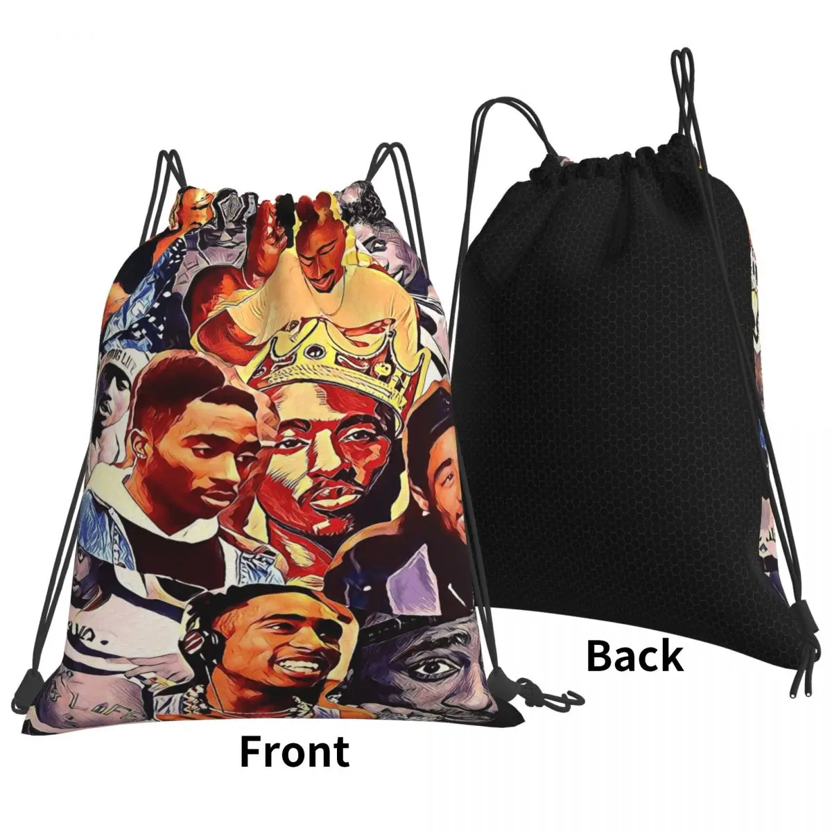 Tupac Old School Rap Vibe 2pac Backpacks Casual Drawstring Bags Shoes Bag Book Bags for Travel School