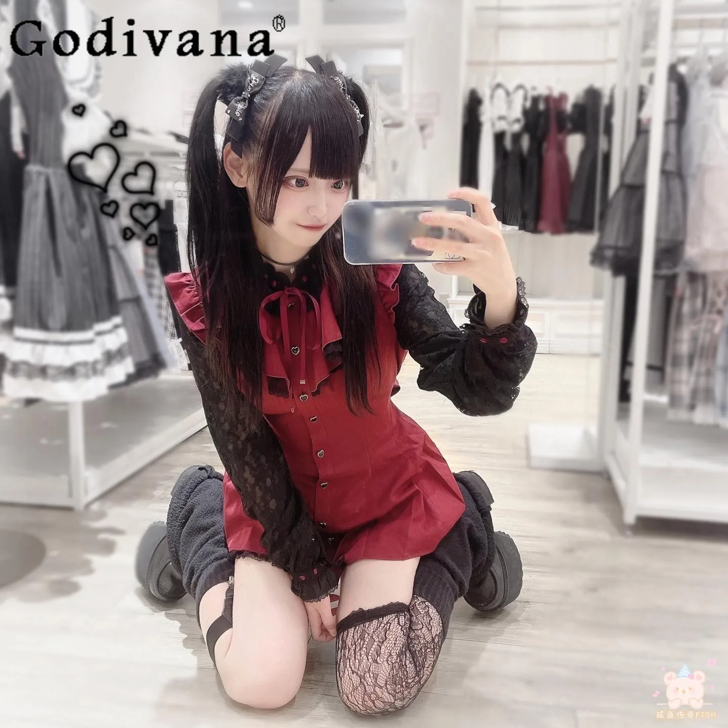 

Japanese Autumn New Lace-Up Lace Sleeves Mine Mass-Production Dress and Shorts Two-Piece Set Women Girls Lolita SC Suit Outfits