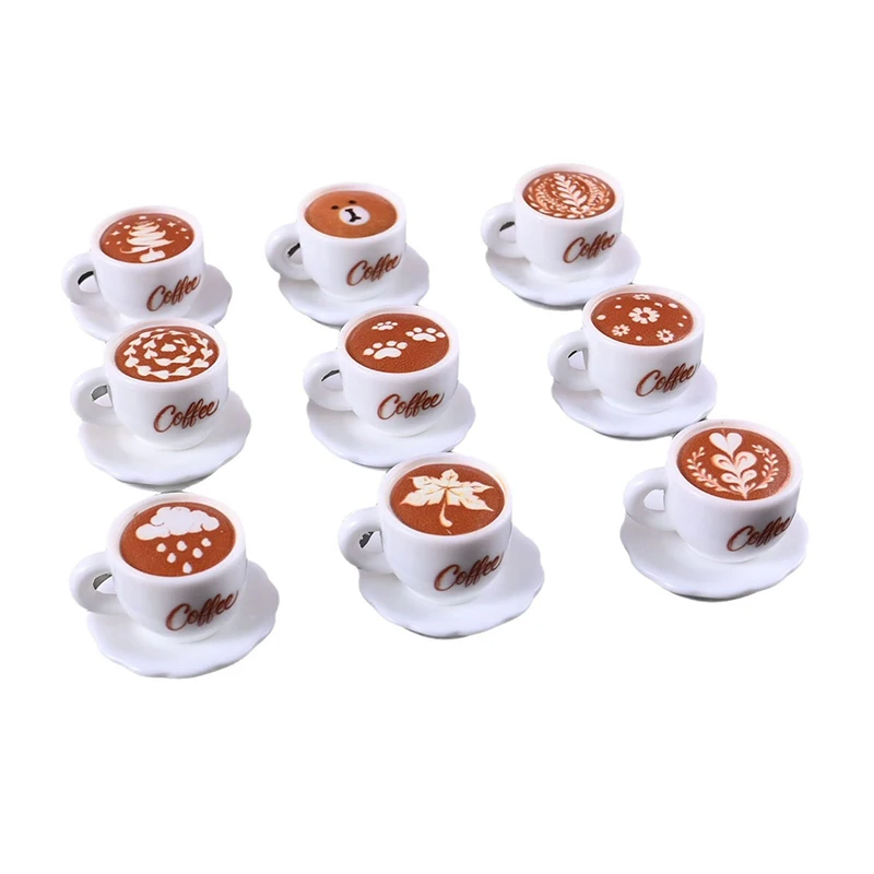 10 Piece Kawaii Resin Mini Coffee Cup for Dollhouse Kitchen Crafts & Toy Food DIY