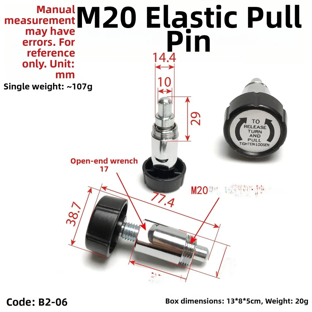 2PCS M20 Elastic Pull Pin With Handle For Quick Release Fitness Equipment Machine Parts Accessories Gym Gear