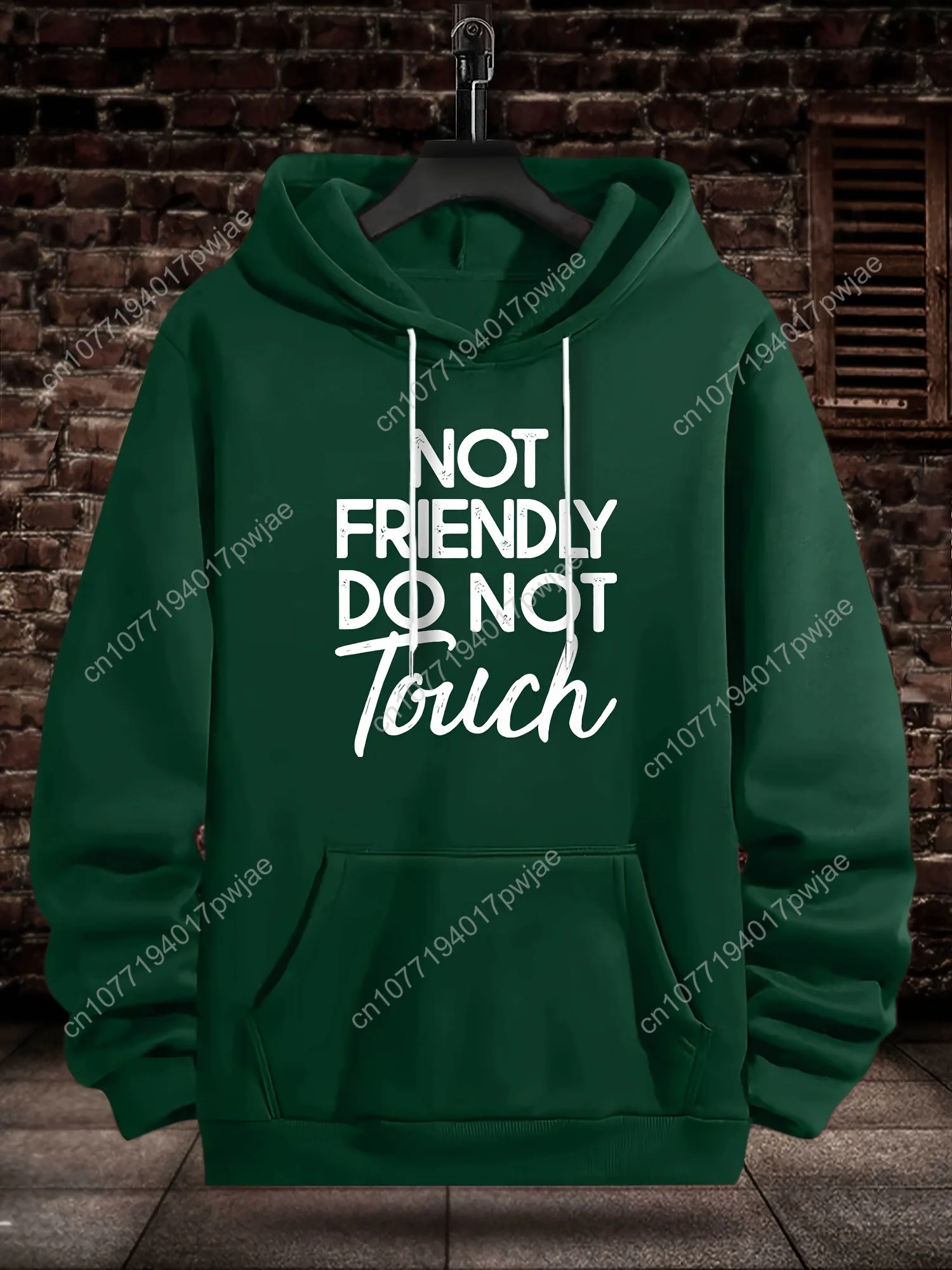 Impressão criativa masculina não amigo não toque manga longa casual moletom com capuz, moda com capuz superior pulôver moletom esportivo