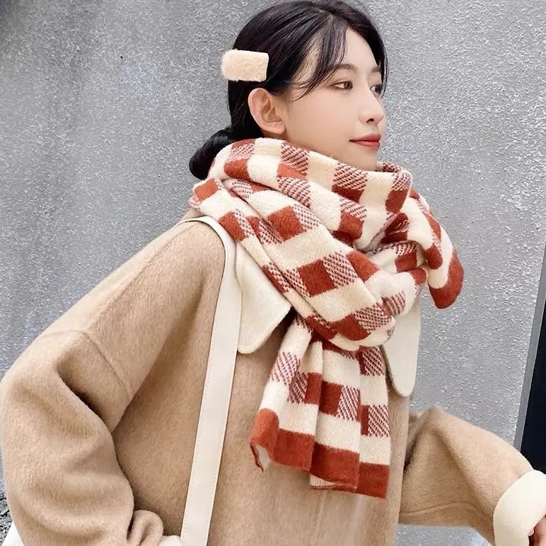 

Fashion Women Scarf Plaid Imitation Cashmere Shawl Men Luxury Design Thermal Thick Soft Chic Muffler Female Colorful Wrap Wh85