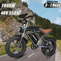 2000W Ebike 48V 55AH Bike Electric Bicycle Adults Max 57KM/H 20 Inch Fat Tire Electric Bikes Moutain For Cycling