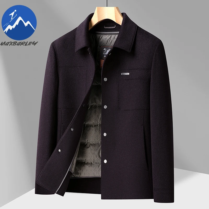 Maxbarley Luxury Men Down Jacket 2025 Lightweight Outdoor Travel Warm Puffer Coat Business Casual Windproof Winter Wool Jackets