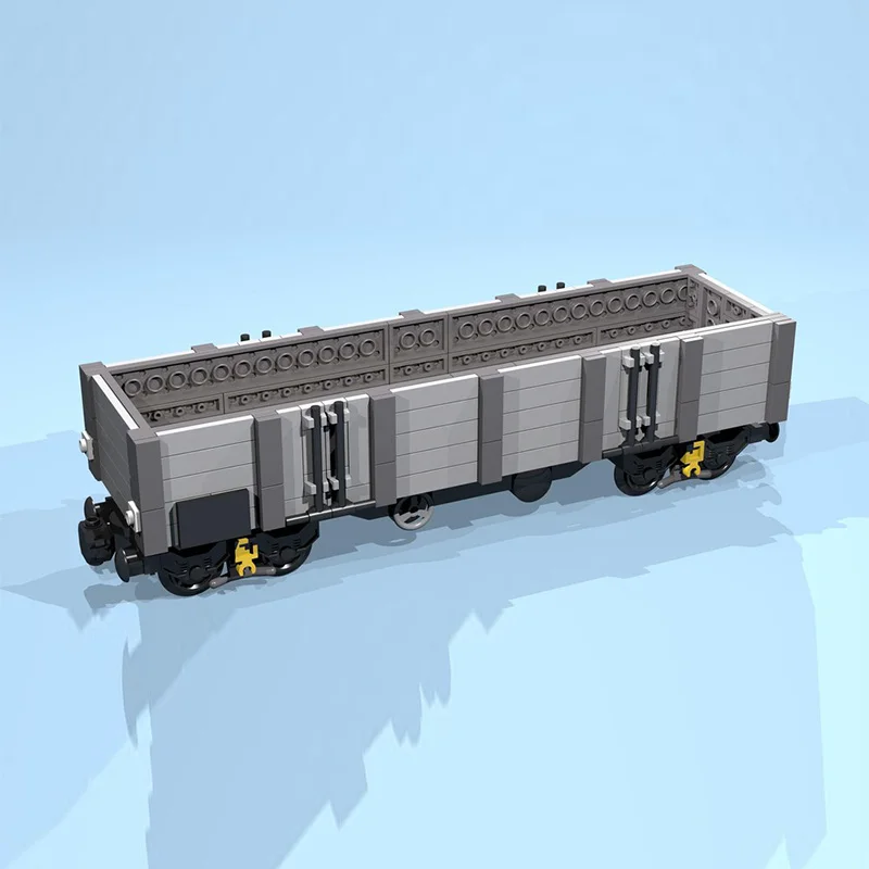 Stadsautomodel MOC Bouwstenen 8-wiel Grijs Open Wagon Modulaire Technologie Kinderen Vakantiegeschenken Monteren Speelgoed Pak