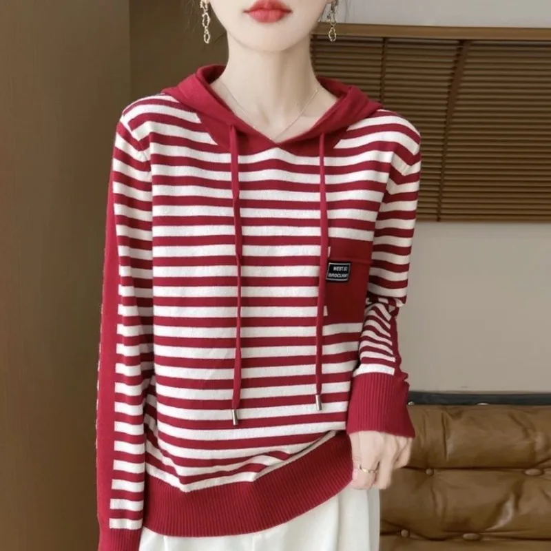 Hoodies Sweatshirt voor Vrouwen Slanke Truien Harajuku Mode Y2k Japanse Streetwear Koreaanse Bijpassende Gestreepte Vrouw Capuchon Tops