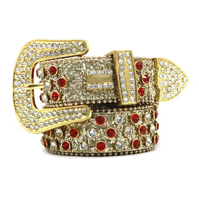 Men Western Rhinestone Belt Punk Rivet Studded Cowgirl Cowboy Crystal Women Belt