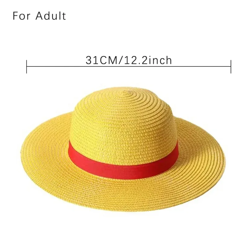 Anime Captain Luffy Hats Cosplay Accessory Straw Yellow Sun Beach Hat for Men Adult Halloween Party Travel Performance Cap