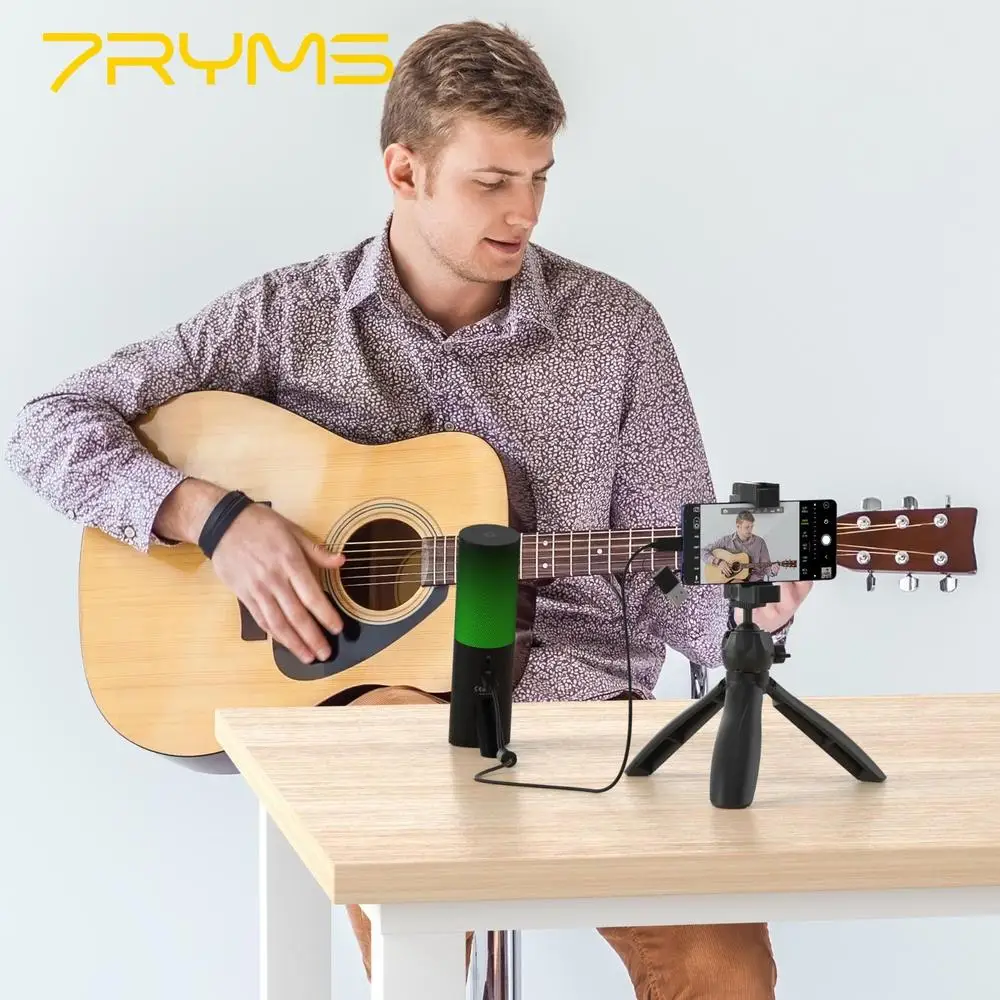 7ryms SR-AT10 rgb usb microfone para youtube tiktok desktop cardióide condensador podcast microfono gravação streaming microfones