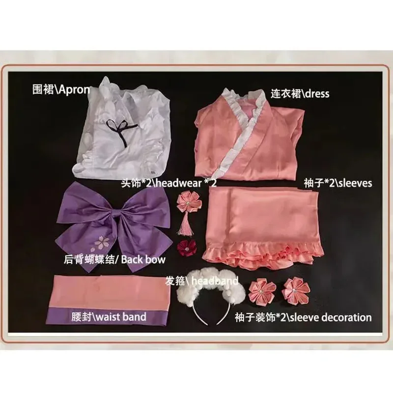 Neue Mikuu Matcha Sakura Rosa Cosplay Kostüm Parfait Schürze Lange und Weiten Ärmeln Kleid Mädchen Kimono Perücke Frauen Geburtstag Party Geschenk
