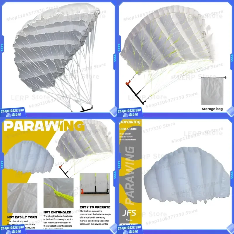 JFS KW04 Wingfoil (White Nylon Cloth) for Kitesurfing/Surfing/Paragliding-Ocean Waters Use Beginner-Friendly Unisex 5M Stock