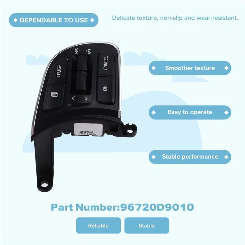 A13F-Steering Wheel Cruise Control Switch Right Steering Wheel Cruise 96720D9010 For Kia Sportage QL 2016 2017