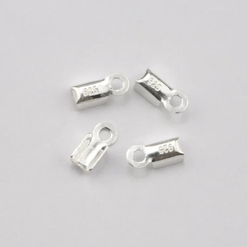 

10PCS 8*3mm 925 Sterling Silver leather Cord Crimp End Beads Buckle Tips Clasp Cords Connectors For Necklace Bracelelet making
