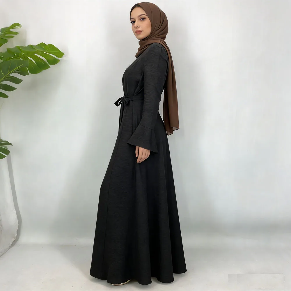 

New Modest Ramadan Dubai Buttoned Long Sleeve Maxi Dress Muslim Abaya Kaftan Arabic Robe Caftan Marocain Femme Jalabiya Islamic