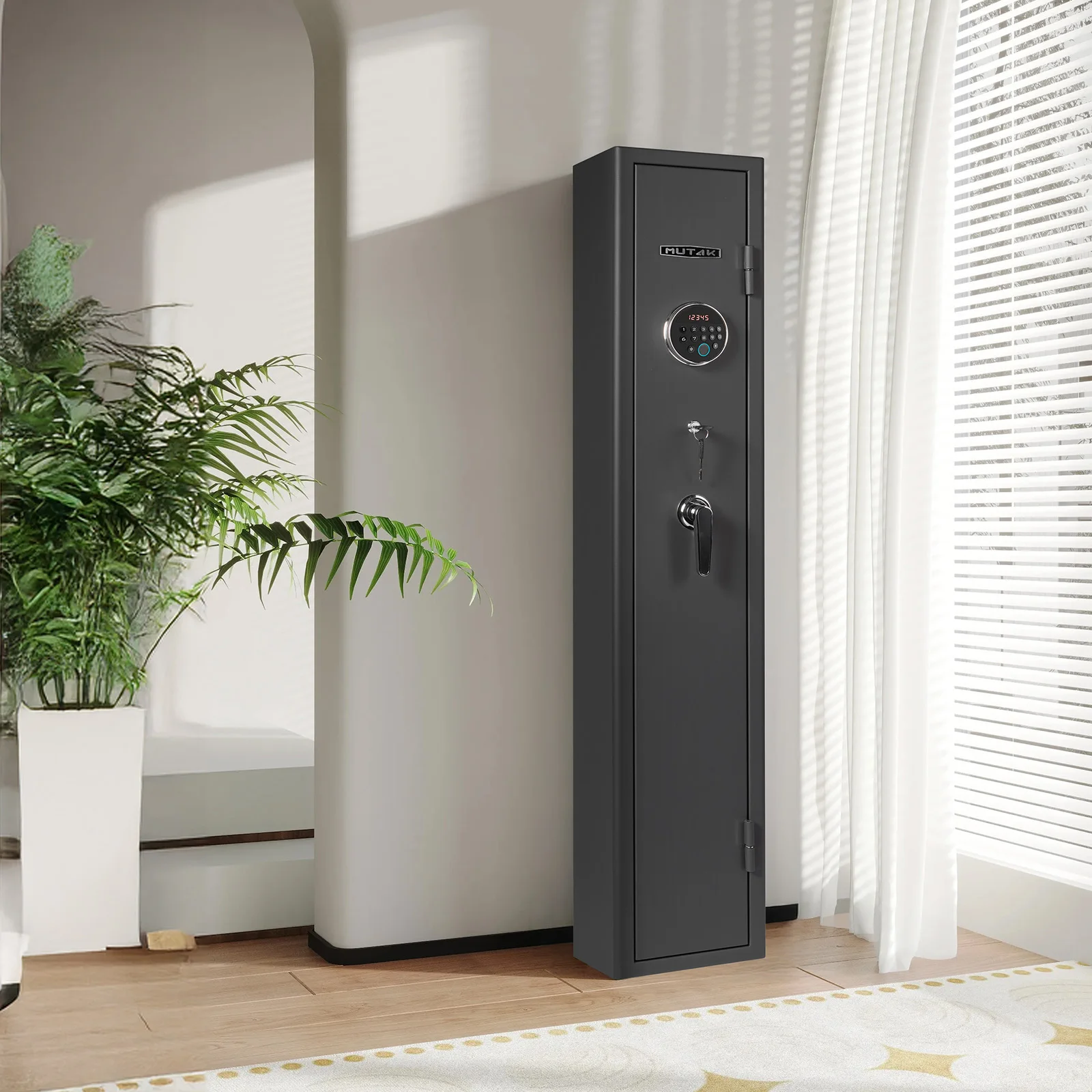 Mutak 3 Biometric Gun Safe for Home Rifle and Pistols,Figerprint Gun Safe Quick Access Gun Cabinet w/ Gun Rack Pistol Bag