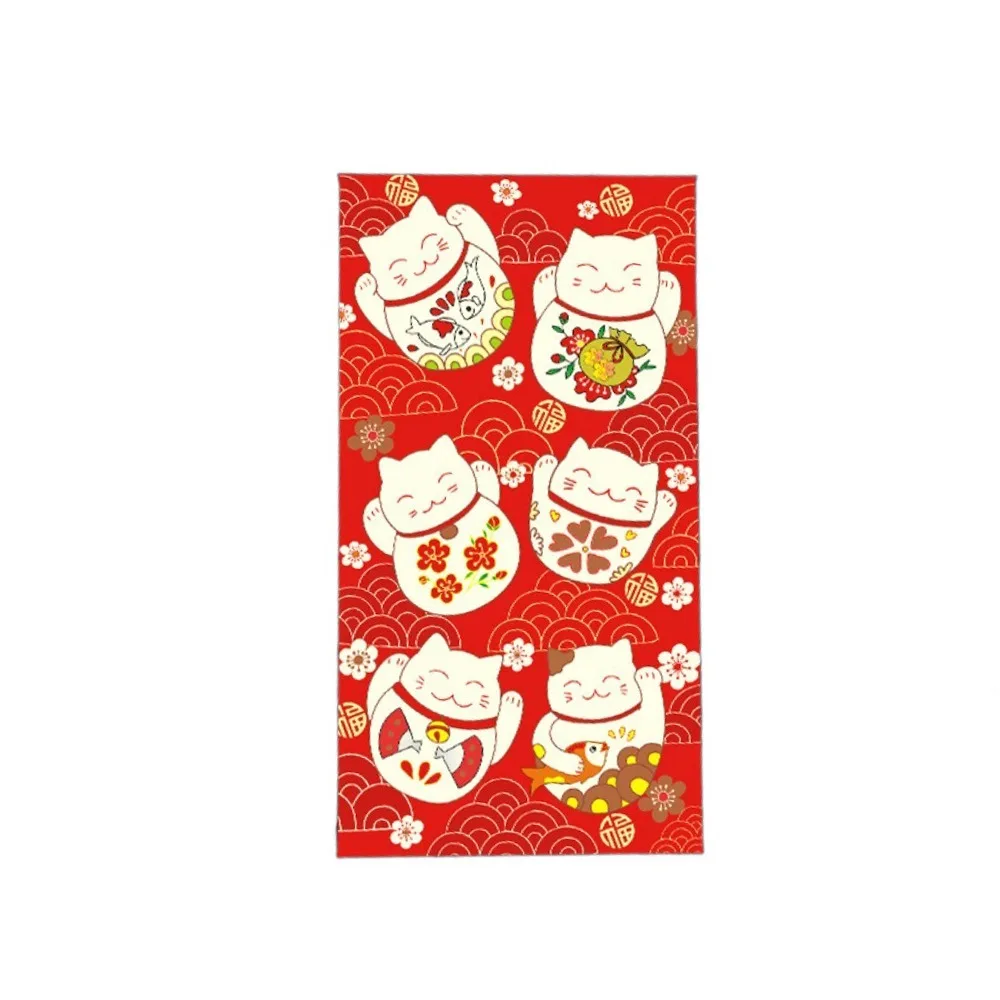 

Милый старинный красный конверт Lucky Cat, утолщенный прямоугольный красный пакет, красочная сумка для денег на удачу, детская сумка