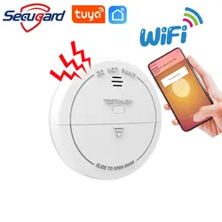 WiFi Smoke Detector Sound Alarm 80db Tuya Smart Life APP Message Push Fire Sensor Home Security System Smokehouse Combination