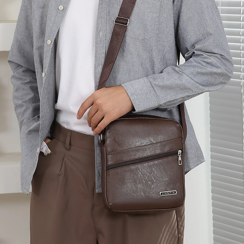 

Vintage Solid Color Large Capacity Men's Crossbody Bag Business Casual Portable Sling Bag Lightweight Minimalist Shoulder Bag