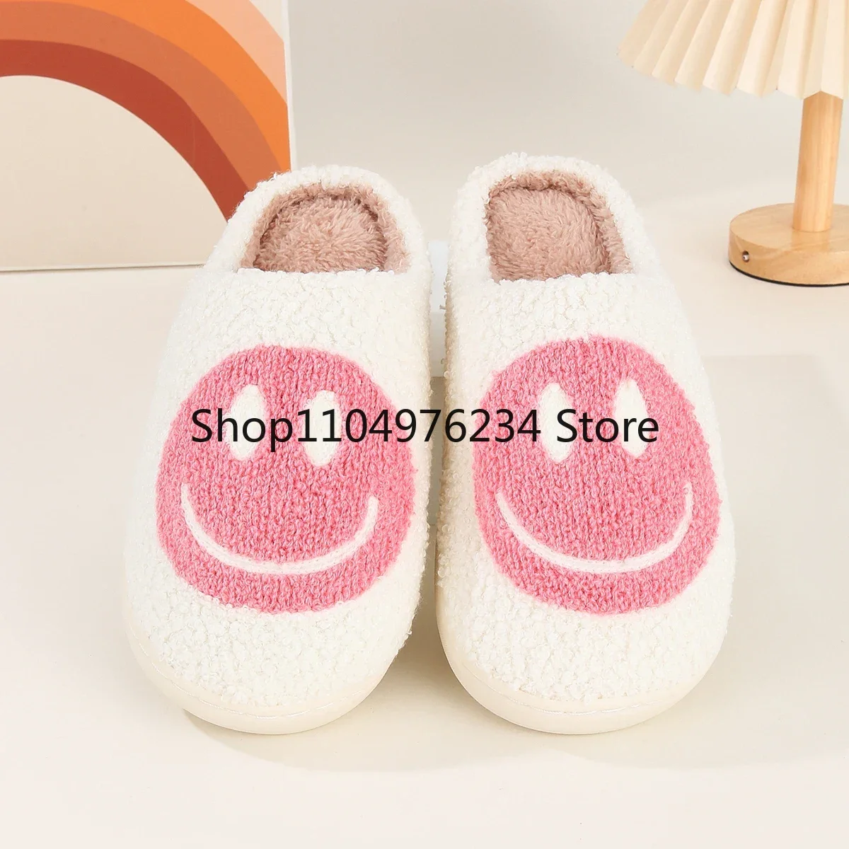 

Зимние домашние удобные плюшевые тапочки Smile Pop, пушистые хлопковые тапочки, нескользящие теплые домашние тапочки