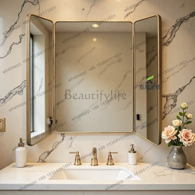 XX. French light luxury European folding three-sided mirror European bedroom dresser makeup mirror