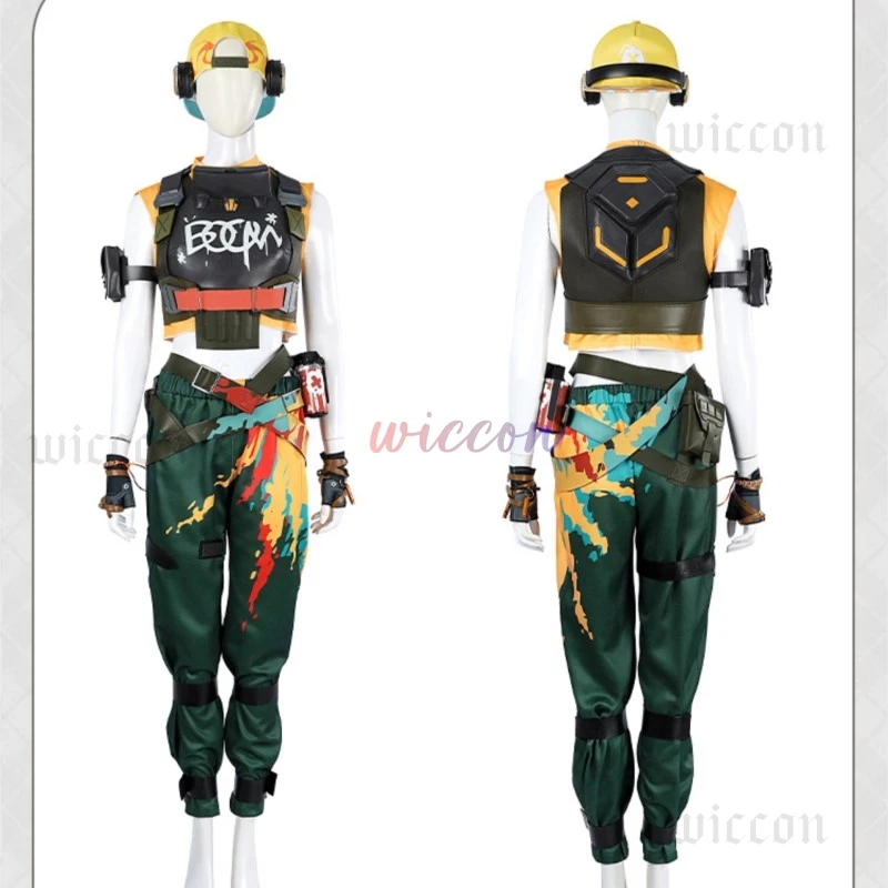 Game Valorant Raze Cosplay Costume Cos Game Anime Party Uniform Earphone tattoo sticker Hallowen Play Role Clothes Clothing