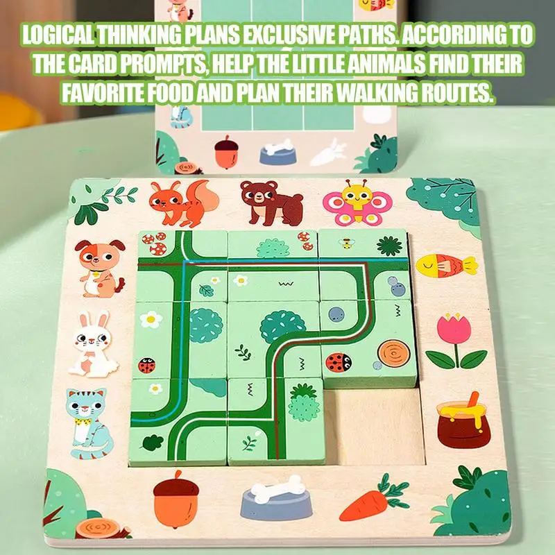 Wooden Brain Teaser Puzzles Wayfinding Wooden Maze Board Game Toys Toddler Fine Motor Skills & Educational Interactive Learning