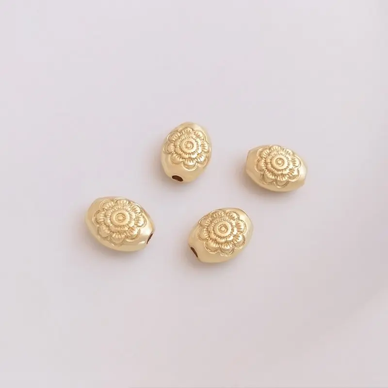 20PCS 14k Gold Plated Flowers Scatter Beads Spacer Bead Charms for Jewelry Making DIY Supplies Handmade Brass Accessories