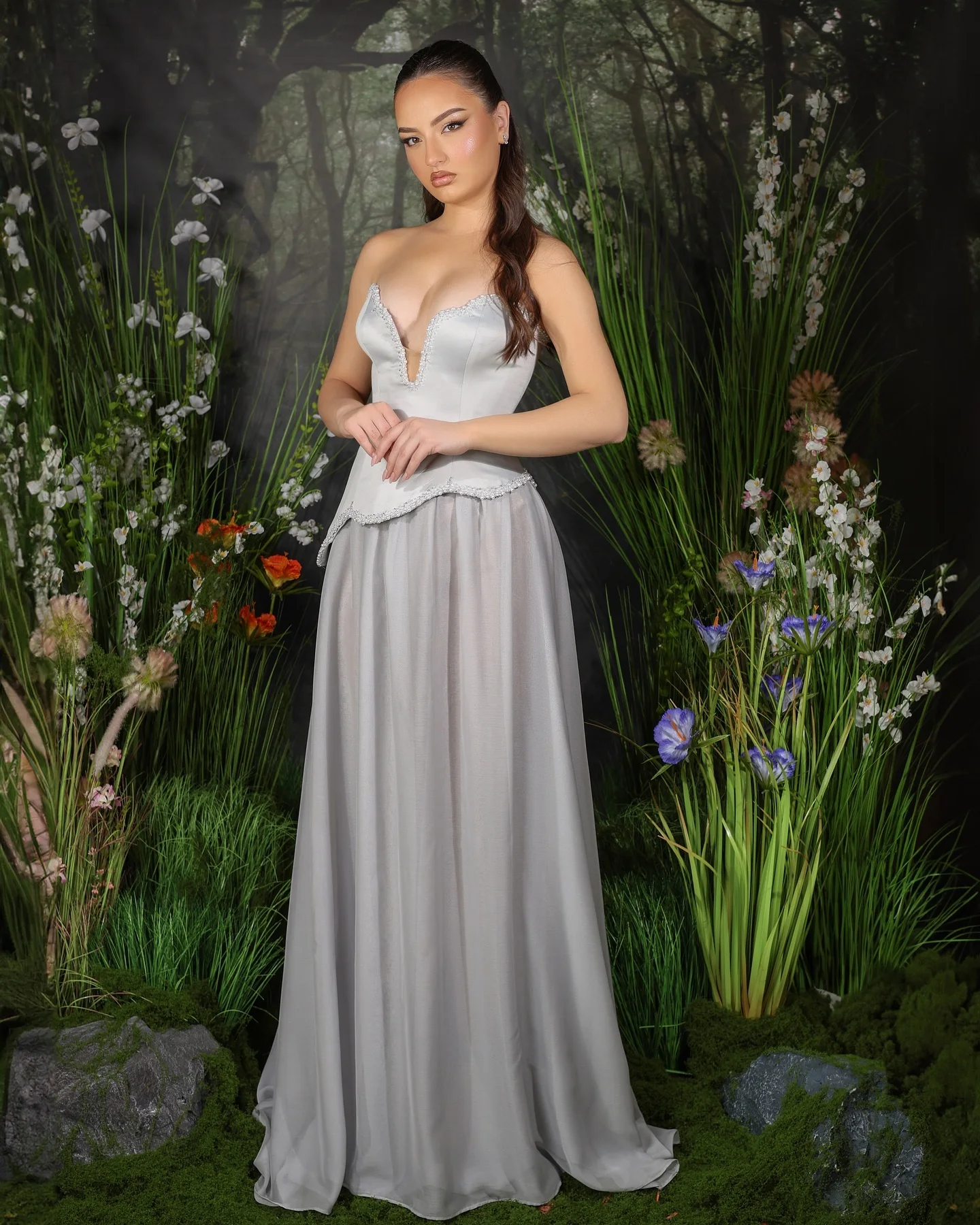 

Customized Elegant Chiffon Straight Crystal Evening Dresses Sleeveless Strapless Panel Train Lace Up Back Homecoming D
